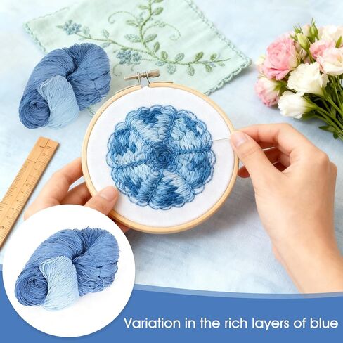 Sashiko Thread Sashiko Kit Sashiko Skein 875 Yards Natural Plant Dyed Sashiko Cotton Embroidery Thread Variegated Embroidery Floss Japanese Quilting & Embroidery Sashiko Kit Supplies in Saudi Arabia