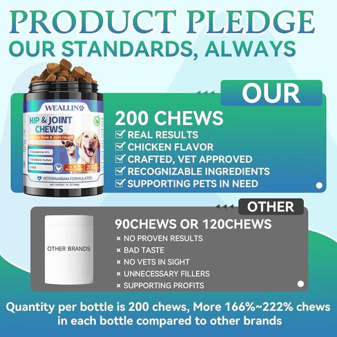 Joint Supplement for Dogs - Dog Joint Supplement Glucosamine for Dogs Hip and Joint Chondroitin Chews Treats for Dogs with MSM Lipid Mussels Vitamins Dog Hip and Joint Supplement for All Breed 200pcs in Saudi Arabia