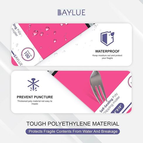 Hot pink Large Poly Mailers 19x24 Inch | Strong Adhesive Self-Seal Mailer Bags | Tear, Tamper, Water Resistant Shipping Envelopes, Thick Strong polymailer Bags XL Clothing Shipping Bags | 300 Pcs Bulk in Saudi Arabia
