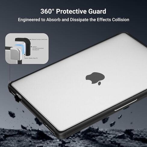 MOSISO Reinforced Anti-Crack Cover Compatible with MacBook Neo Case 13 inch 2026 Model A3404, Matte Finish Seamlessly Closes Scratch & Fingerprint Protective Hard Shell with TPU Bumper, Black in Kuwait