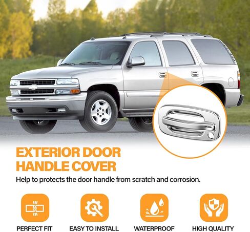 Tutor Auto Chrome Door Handle Covers Compatible with 99-06 Chevrolet Silverado Tahoe Avalanche Suburban | 99-06 GMC Yukon Sierra |02-06 Cadillac Escalade W/O Passenger Side Keyhole in Saudi Arabia