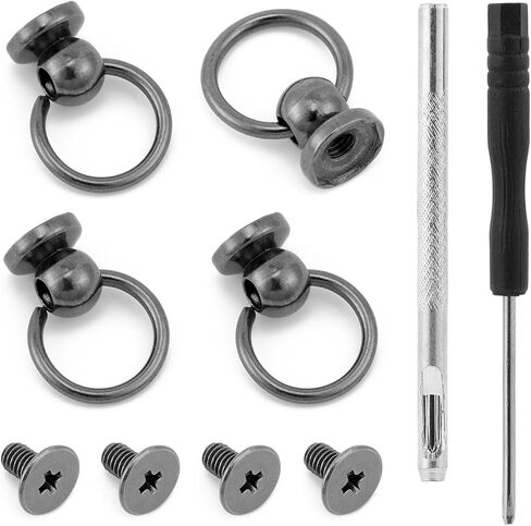 4 Pcs D Rings Rivets for Leather Purse Leather Strap Hardware with Screwdriver and Punch Tool Purse Hardware for Bag Making（Silver-Style2） in Saudi Arabia