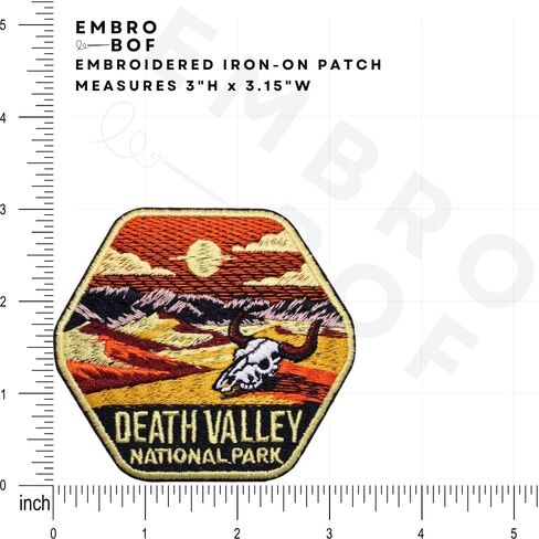 Sunset Death Valley Patch – 3 inches, Cool National Park Patches Collection – Iron On/Sew On Embroidered Travel Patches for Backpacks in Saudi Arabia