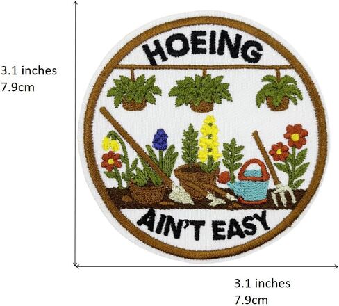 3.5'' Gifts for Plant Lovers, Hoeing Ain't Easy Embroidered Iron On Patch in Kuwait