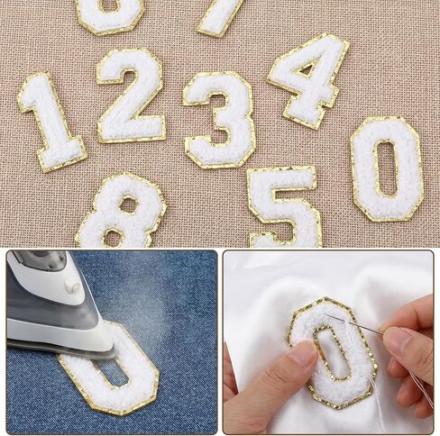 20 Pcs 2 inch Number Patches Self Adhesive, 0-9 Number Chenille Patches Iron on Numbers Applique Sew Numbers Appliques Stickers for Clothes Sports Hats Team Jerseys Backpacks in Kuwait