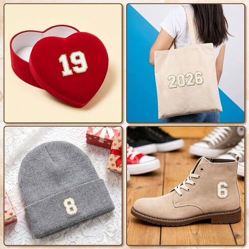 20 Pcs 2 inch Number Patches Self Adhesive, 0-9 Number Chenille Patches Iron on Numbers Applique Sew Numbers Appliques Stickers for Clothes Sports Hats Team Jerseys Backpacks in Kuwait