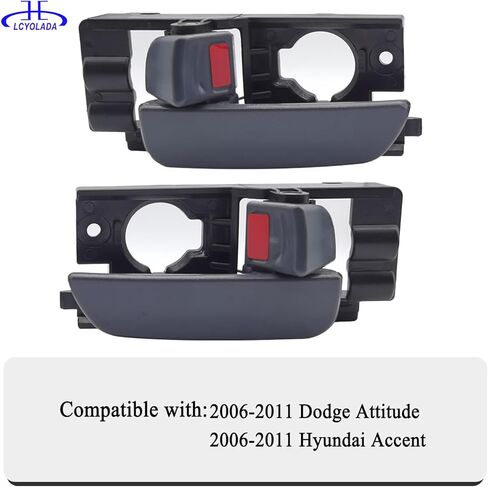2Pcs Interior Door Handles for Hyundai Accent 2006 2007 2008 2009 2010 2011, Front Left Driver & Right Passenger Side Replaces# 826101E000, 826201E000, Textured Gray in Kuwait