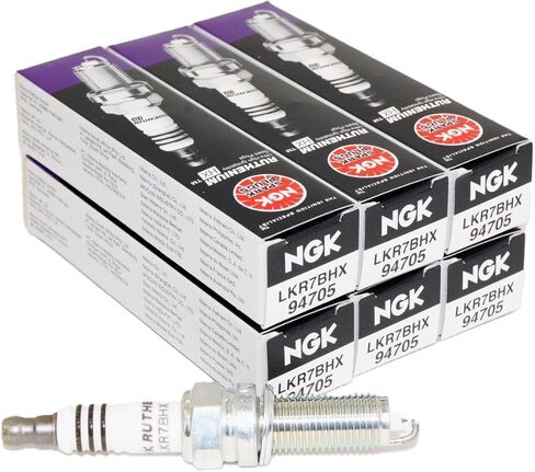 NGK 94705 LKR7BHX روثينيوم HX شمعات الإشعال متوافقة مع موديلات كرايسلر ودودج وجيب ورام وفولكس واجن وهيونداي وكيا ومرسيدس بنز (6 عبوات) in Kuwait