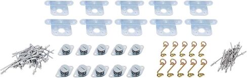 JEGS Hood And Deck Install Kit | Made In USA | Slotted Head | Kit Includes (10) Self-ejecting Fasteners, (10) Springs, (10) 90in.Brackets, (50) Steel, And (20) Aluminum Pop Rivets in Kuwait