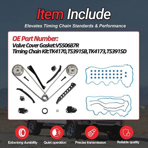 5.4 Timing Chain Kit with Valve Cover Gasket Set Fit for Ford F-150 F-250 F-350 Super Duty Expedition Lincoln Mart LT Lincoln Navigator 5.4L 3V 2004-2011 Replace#VS50687R TK4170 TS391SB in Kuwait