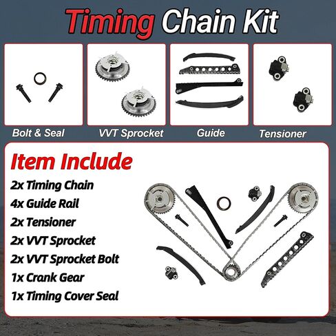 5.4 Timing Chain Kit with Valve Cover Gasket Set Fit for Ford F-150 F-250 F-350 Super Duty Expedition Lincoln Mart LT Lincoln Navigator 5.4L 3V 2004-2011 Replace#VS50687R TK4170 TS391SB in Kuwait