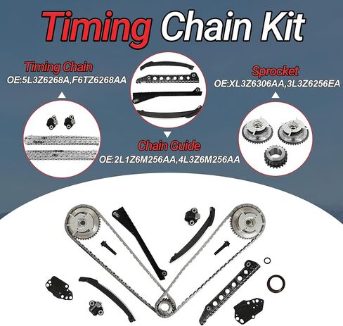 5.4 Timing Chain Kit with Valve Cover Gasket Set Fit for Ford F-150 F-250 F-350 Super Duty Expedition Lincoln Mart LT Lincoln Navigator 5.4L 3V 2004-2011 Replace#VS50687R TK4170 TS391SB in Kuwait