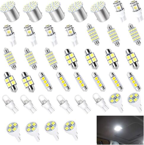 42PCS Car Interior LED Lights Kit, 12V T10 31mm 41mm Automotive Lamp Bulbs Set, Vehicle Brake License Plate Dome Map Parking Light Accessories, Universal for SUV Truck Van in Saudi Arabia