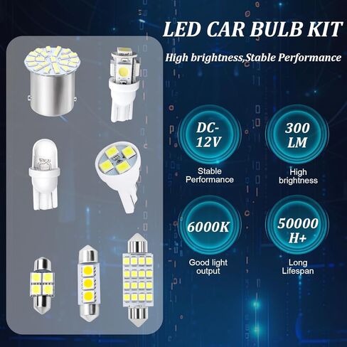 42PCS Car Interior LED Lights Kit, 12V T10 31mm 41mm Automotive Lamp Bulbs Set, Vehicle Brake License Plate Dome Map Parking Light Accessories, Universal for SUV Truck Van in Saudi Arabia