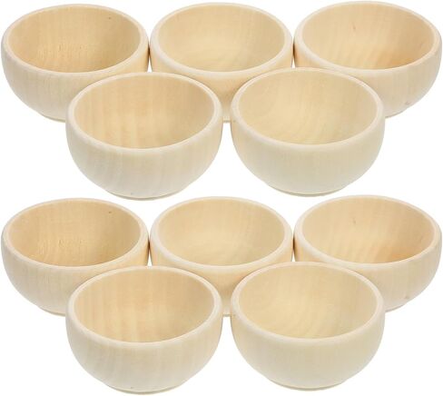 jojofuny 10Pcs Small Wooden Bowls for DIY Crafting Unfinished Wood Bowls for Painting and Drawing Smooth Wood Craft Material for Creative Decoration and Handmade Projects in Kuwait