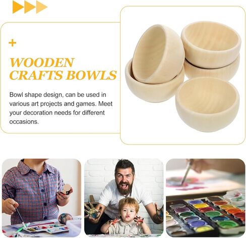jojofuny 10Pcs Small Wooden Bowls for DIY Crafting Unfinished Wood Bowls for Painting and Drawing Smooth Wood Craft Material for Creative Decoration and Handmade Projects in Kuwait
