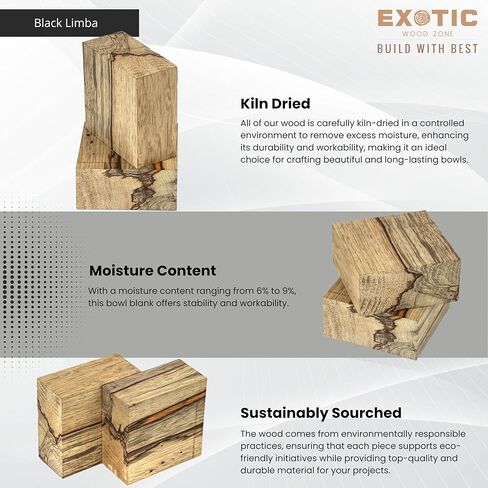 Black Limba 4" x 4" x 2" Kiln-Dried Hardwood Bowl Blank for Handcrafted Projects by Exotic Wood Zone in Saudi Arabia