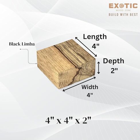 Black Limba 4" x 4" x 2" Kiln-Dried Hardwood Bowl Blank for Handcrafted Projects by Exotic Wood Zone in Saudi Arabia
