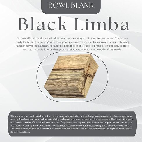 Black Limba 4" x 4" x 2" Kiln-Dried Hardwood Bowl Blank for Handcrafted Projects by Exotic Wood Zone in Saudi Arabia