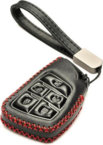 Vitodeco Genuine Leather Smart Key Fob Case Compatible with GMC Canyon, Sierra, Yukon, Acadia, Terrain (2021 - 2026 Models) - 5 Buttons, Red in Kuwait