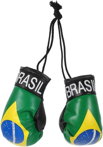 MAGICLULU Brazil Flag Keychain, 1 Pair Mini Boxing Gloves Car Decor, Versatile Hanging Accessory for Rearview Mirror, Miniature Sports Ornament, Patriotic Brazilian Faux Leather Souvenir Pouch Charm in Kuwait