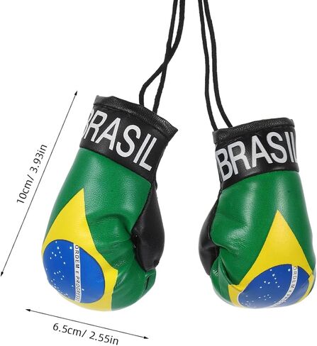 MAGICLULU Brazil Flag Keychain, 1 Pair Mini Boxing Gloves Car Decor, Versatile Hanging Accessory for Rearview Mirror, Miniature Sports Ornament, Patriotic Brazilian Faux Leather Souvenir Pouch Charm in Kuwait