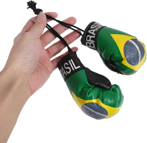 MAGICLULU Brazil Flag Keychain, 1 Pair Mini Boxing Gloves Car Decor, Versatile Hanging Accessory for Rearview Mirror, Miniature Sports Ornament, Patriotic Brazilian Faux Leather Souvenir Pouch Charm in Kuwait