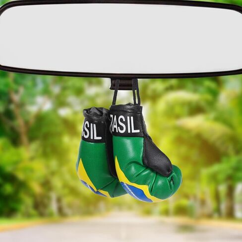 MAGICLULU Brazil Flag Keychain, 1 Pair Mini Boxing Gloves Car Decor, Versatile Hanging Accessory for Rearview Mirror, Miniature Sports Ornament, Patriotic Brazilian Faux Leather Souvenir Pouch Charm in Kuwait