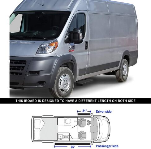 Tuxtreme Running Boards 6in Matte Black Compatible with Ram ProMaster 2014-2026 Full Size Van 118 inches Wheelbase 3 Door Only Stainless Steel (Nerf Bars Side Steps Side Bars) in Saudi Arabia