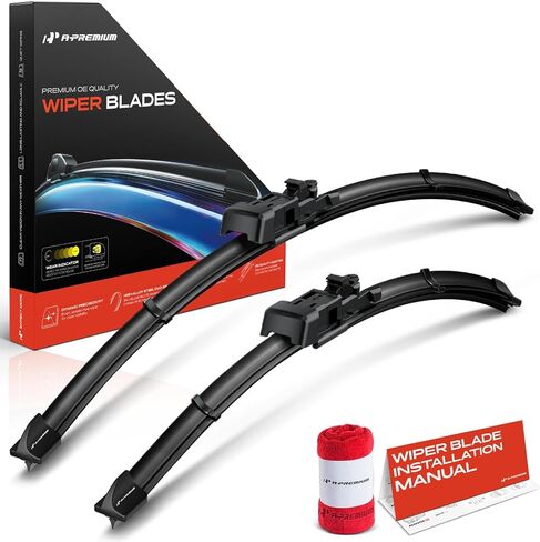 A-Premium 24" and 15" Windshield Wiper Blades Compatible with Chevrolet Spark EV 2014-2016 - TLP Connector, with Wear Indicator & Towel, Left and Right (Pack of 2) in Kuwait