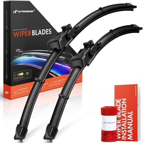 A-Premium 24" and 15" Windshield Wiper Blades Compatible with Chevrolet Spark EV 2014-2016 - TLP Connector, with Wear Indicator & Towel, Left and Right (Pack of 2) in Kuwait