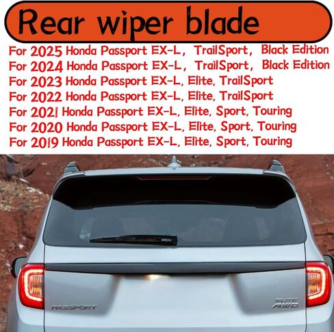 Rear wiper blade For Honda Passport 2019 2020 2021 2022 2023 2024 2025 EX-L Elite TrailSport Sport Touring Black Edition Rear back windshield wiper blade in Kuwait