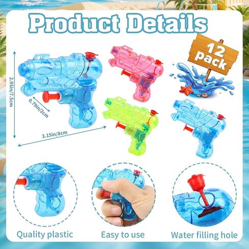FOIMAS 12 Pack Mini Water Guns,Transparent Squirt Water Gun Soaker for Kids Summer Pool Beach Water Battle Activities Outdoor Backyard in Kuwait