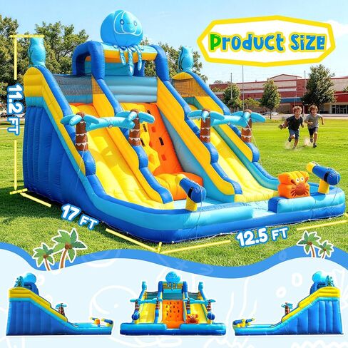 17FT Oxford Inflatable Water Slide Backyard Water Park with Slide & Splash Pool Suitable for Summer Outdoor Entertainment Pool Parties and Family Gatherings（Including -Blower） in Saudi Arabia