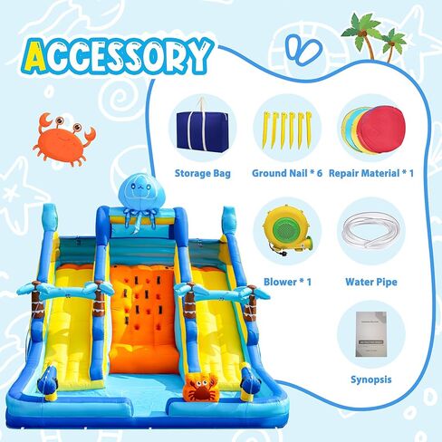 17FT Oxford Inflatable Water Slide Backyard Water Park with Slide & Splash Pool Suitable for Summer Outdoor Entertainment Pool Parties and Family Gatherings（Including -Blower） in Saudi Arabia