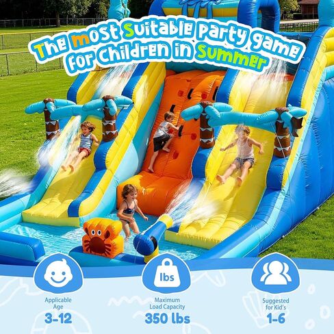 17FT Oxford Inflatable Water Slide Backyard Water Park with Slide & Splash Pool Suitable for Summer Outdoor Entertainment Pool Parties and Family Gatherings（Including -Blower） in Saudi Arabia