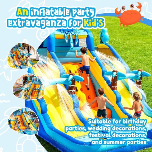 17FT Oxford Inflatable Water Slide Backyard Water Park with Slide & Splash Pool Suitable for Summer Outdoor Entertainment Pool Parties and Family Gatherings（Including -Blower） in Saudi Arabia