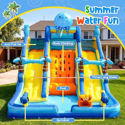 17FT Oxford Inflatable Water Slide Backyard Water Park with Slide & Splash Pool Suitable for Summer Outdoor Entertainment Pool Parties and Family Gatherings（Including -Blower） in Saudi Arabia