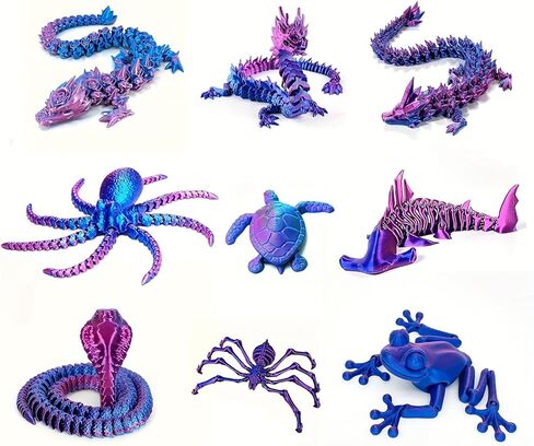 9PCS 3D Printed Dragon Figure Collection (9Pcs-Red+Blue) in Saudi Arabia