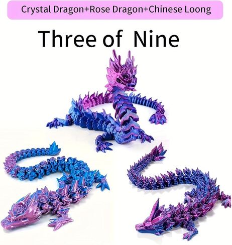 9PCS 3D Printed Dragon Figure Collection (9Pcs-Red+Blue) in Saudi Arabia