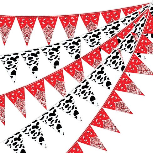 Ctosree 5 Pcs 49 Ft Western Party Decorations Bandana Pennant Banner Wild West Pennant Flags Rodeo Triangle Banner for Western Cowboy Cowgirl Birthday Baby Shower Party Supplies Decor in Saudi Arabia