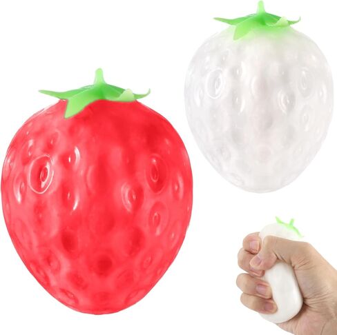 Color Changing Strawberry Squishy Toy Kawaii Strawberry Fidget Sensory Toys Fruit Decompression Toy Stress Relief Squishies Soft Silicone Squeeze Gifts for Adults Party Favors Anxiety Relaxing in Kuwait