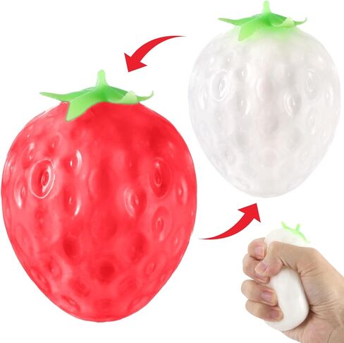 Color Changing Strawberry Squishy Toy Kawaii Strawberry Fidget Sensory Toys Fruit Decompression Toy Stress Relief Squishies Soft Silicone Squeeze Gifts for Adults Party Favors Anxiety Relaxing in Kuwait