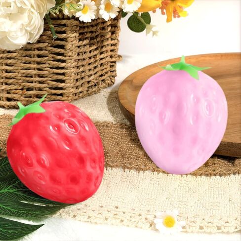 Color Changing Strawberry Squishy Toy Kawaii Strawberry Fidget Sensory Toys Fruit Decompression Toy Stress Relief Squishies Soft Silicone Squeeze Gifts for Adults Party Favors Anxiety Relaxing in Kuwait