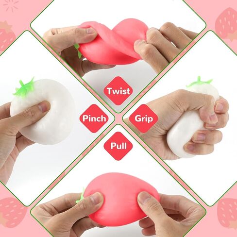 Color Changing Strawberry Squishy Toy Kawaii Strawberry Fidget Sensory Toys Fruit Decompression Toy Stress Relief Squishies Soft Silicone Squeeze Gifts for Adults Party Favors Anxiety Relaxing in Kuwait