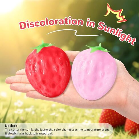 Color Changing Strawberry Squishy Toy Kawaii Strawberry Fidget Sensory Toys Fruit Decompression Toy Stress Relief Squishies Soft Silicone Squeeze Gifts for Adults Party Favors Anxiety Relaxing in Kuwait