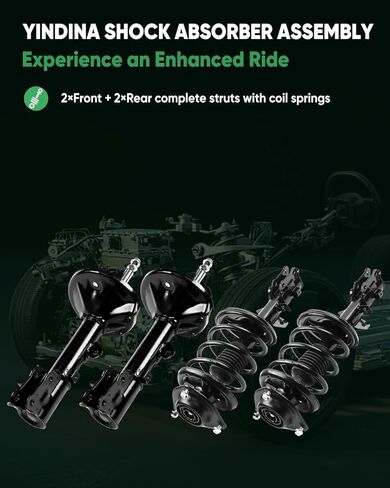 Front and Rear Shock Absorber Assy Fits for Kia Spectra EX 2.0L 2004-2009, 172302 Complete Struts with Coil Springs and Gas Shocks Absorbers (Set of 4) in Saudi Arabia