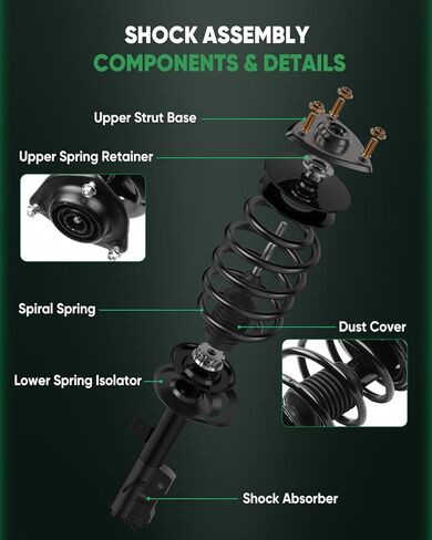 Front and Rear Shock Absorber Assy Fits for Kia Spectra EX 2.0L 2004-2009, 172302 Complete Struts with Coil Springs and Gas Shocks Absorbers (Set of 4) in Saudi Arabia