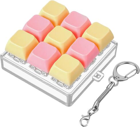Keyboard Fidget Toy, Fidget Clicker Keychain with 9 Clickable Buttons for Stress Relief Pass Time, Funny Gifts for Adults(Yellow Pink) in Saudi Arabia