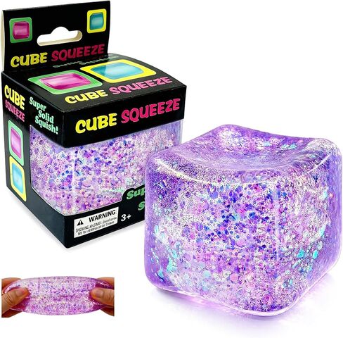 Glitter Nice Cube Squishy Fidget Toys,Stress Sensory Purple ice Cube Squeeze Toy for Adults - Large 2" Cube in Saudi Arabia